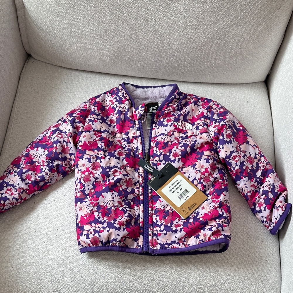 Adorable North Fleece Floral Kids Jacket - Purple and Pink- NWT